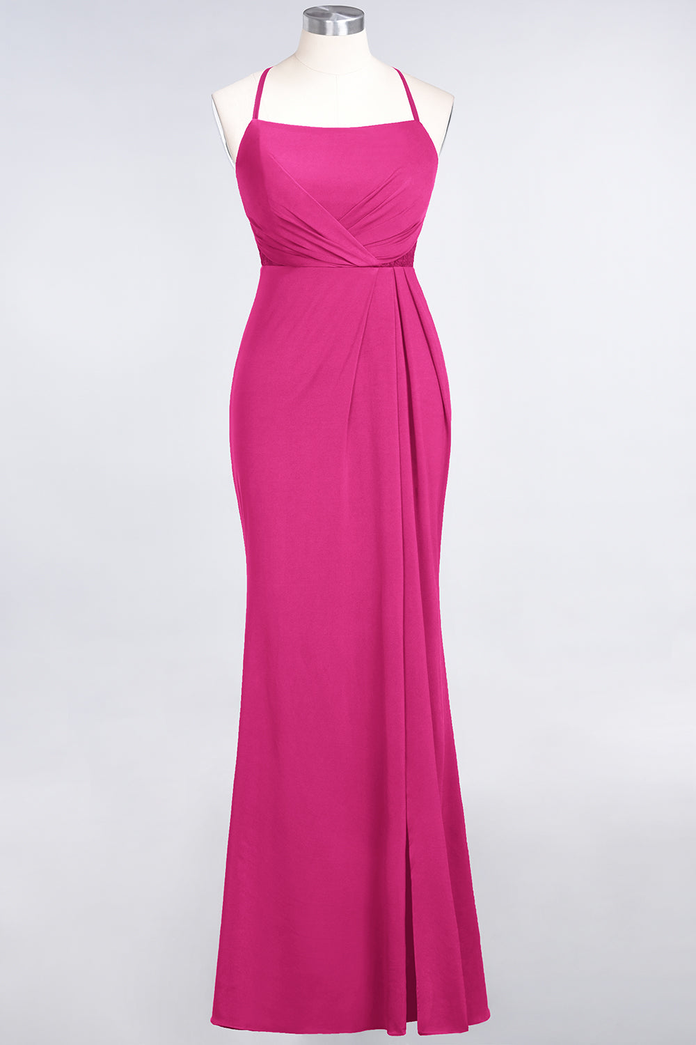 Mermaid Spandex Spaghetti Straps Ruffle Lace Bridesmaid Dress-Babyonlines