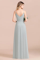 Mist Spaghetti-Straples Long Chiffon Bridesmaid Dresses Online-Babyonlines