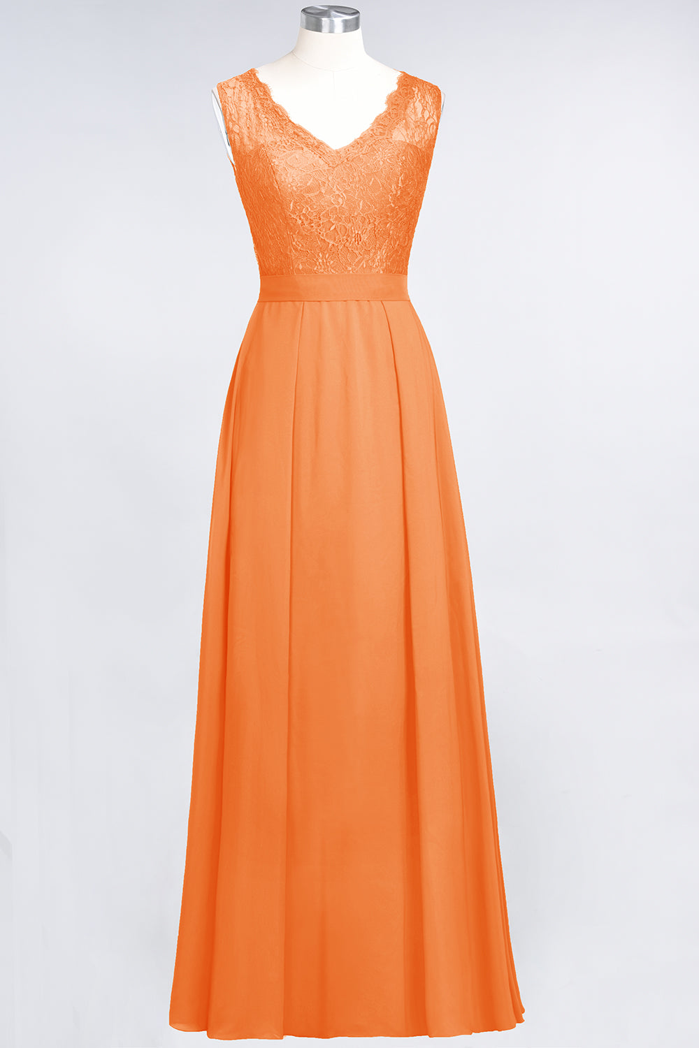 Modest Chiffon V-Neck Burgundy Lace Bridesmaid Dresses Online-Babyonlines
