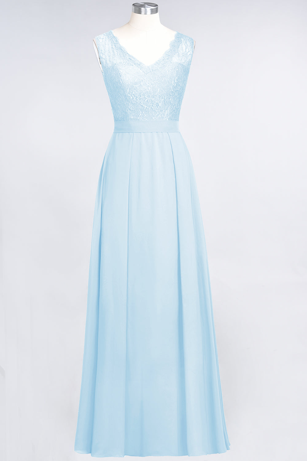 Modest Chiffon V-Neck Burgundy Lace Bridesmaid Dresses Online-Babyonlines
