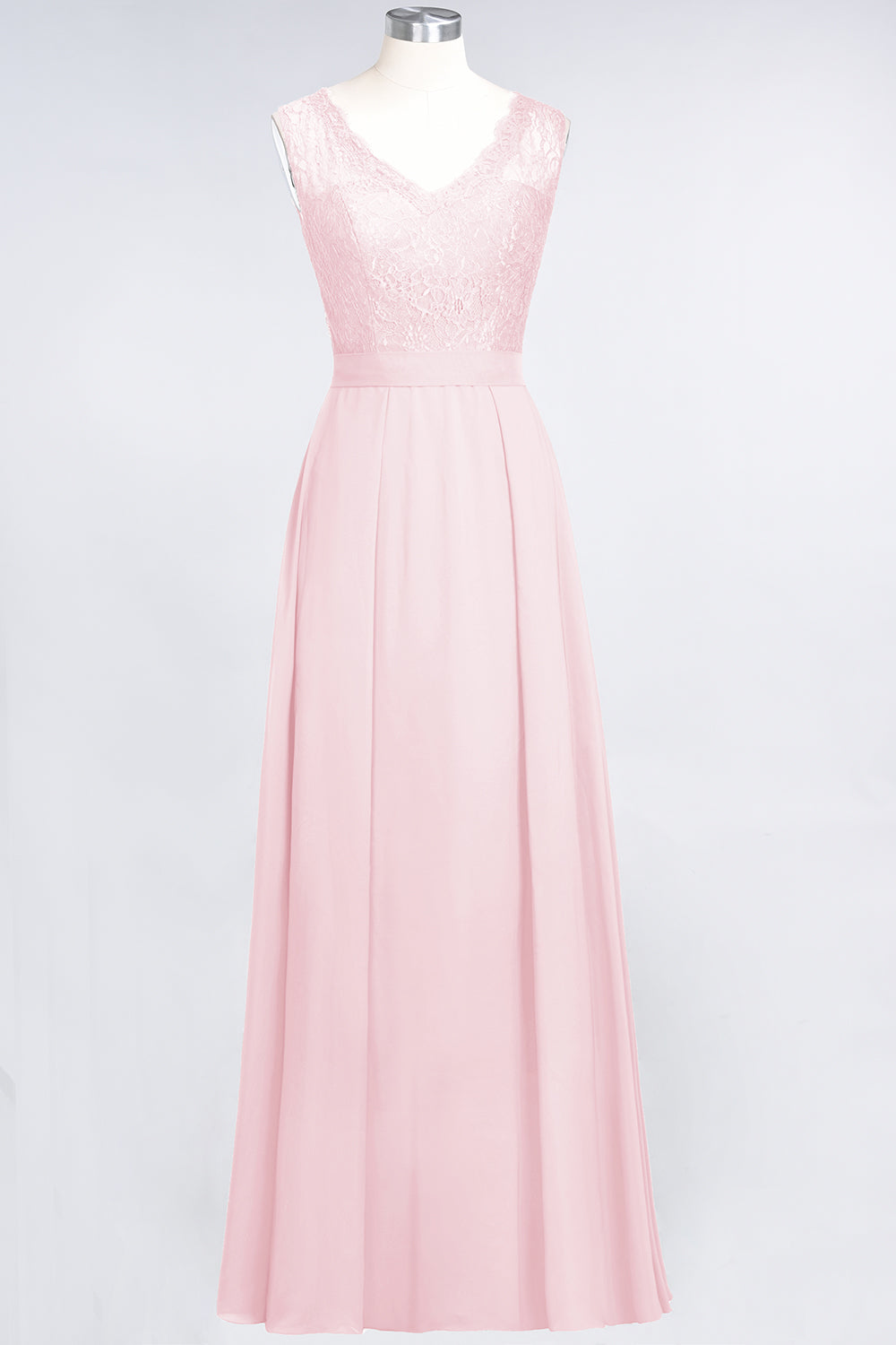 Modest Chiffon V-Neck Burgundy Lace Bridesmaid Dresses Online-Babyonlines