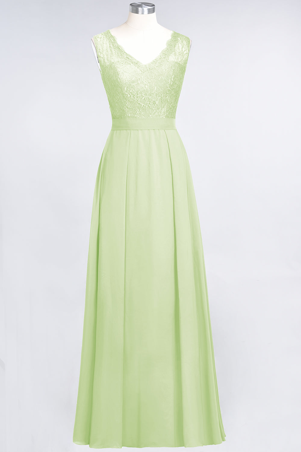 Modest Chiffon V-Neck Burgundy Lace Bridesmaid Dresses Online-Babyonlines