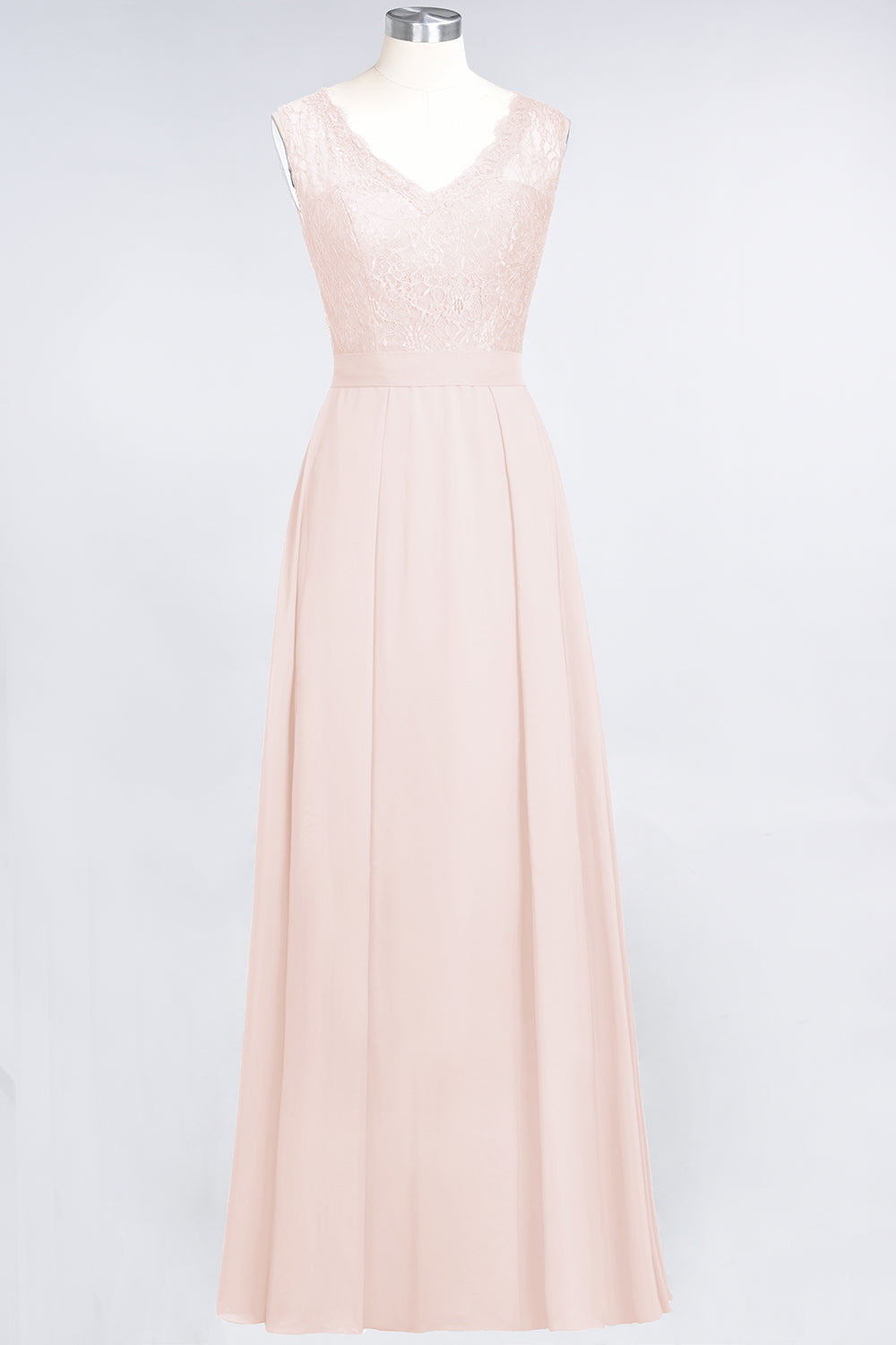 Modest Chiffon V-Neck Burgundy Lace Bridesmaid Dresses Online-Babyonlines