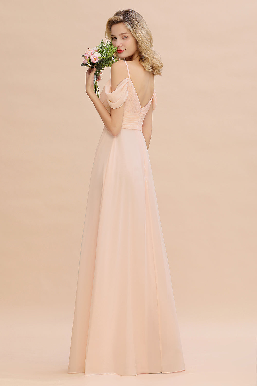 Off-the-Shoulder Sweetheart Ruched Long Bridesmaid Dress Online-Babyonlines