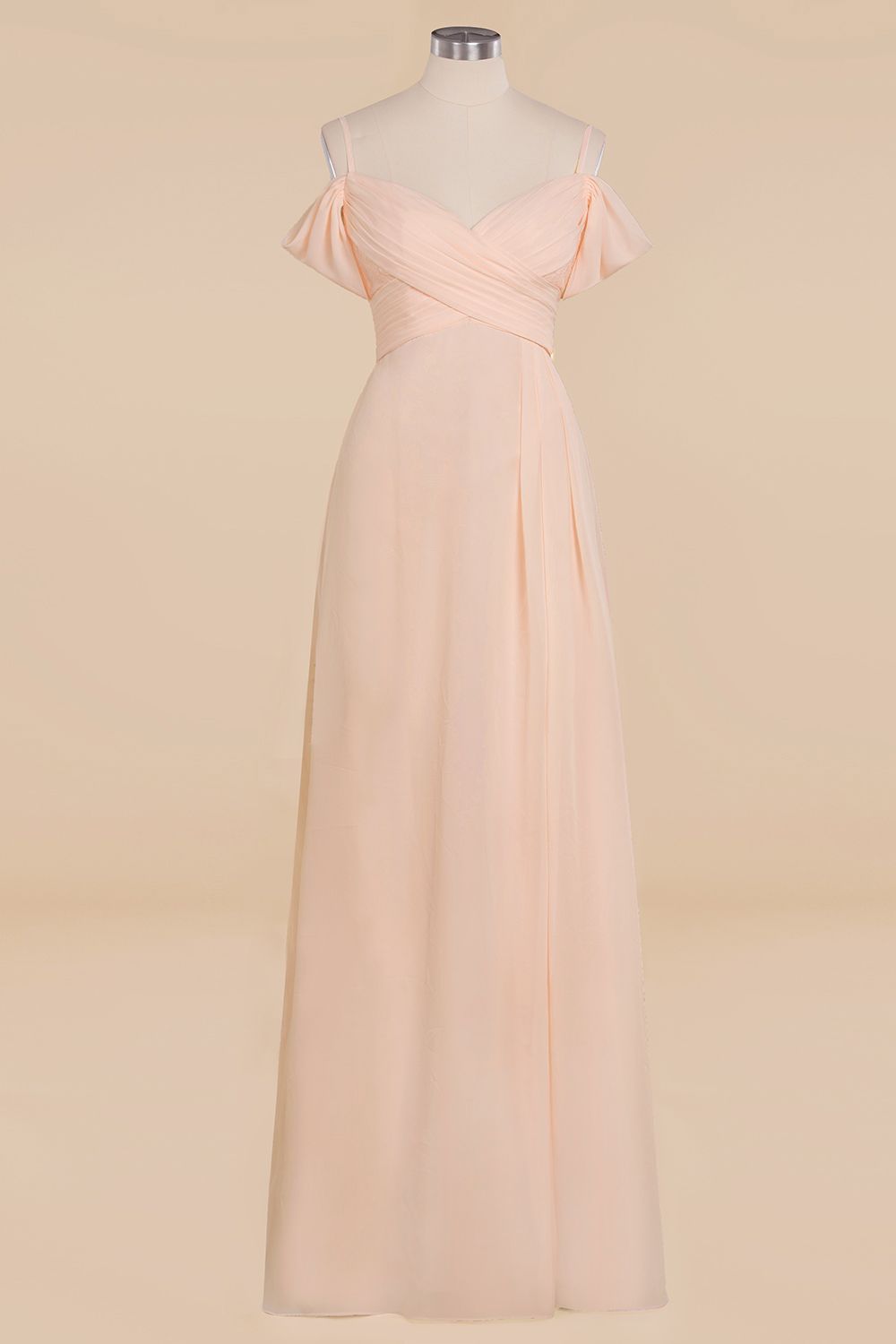 Off-the-Shoulder Sweetheart Ruched Long Bridesmaid Dress Online-Babyonlines