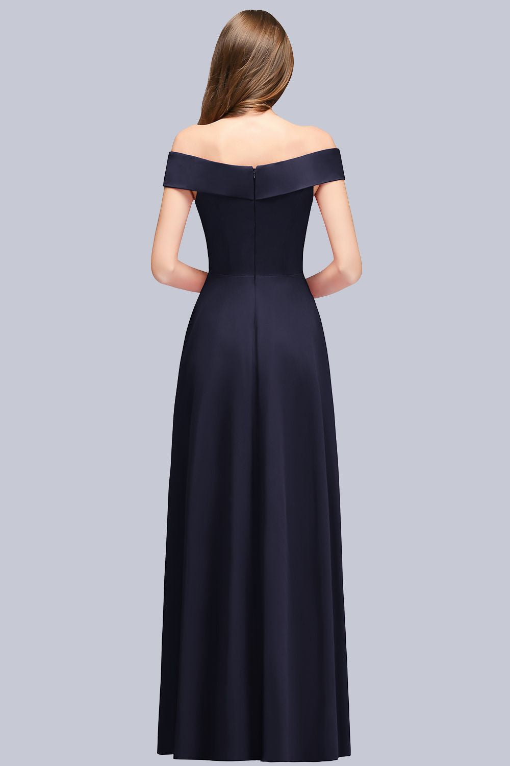 Popular Off-the-Shoulder Ruffle Navy Bridesmaid Dresses Online-Babyonlines