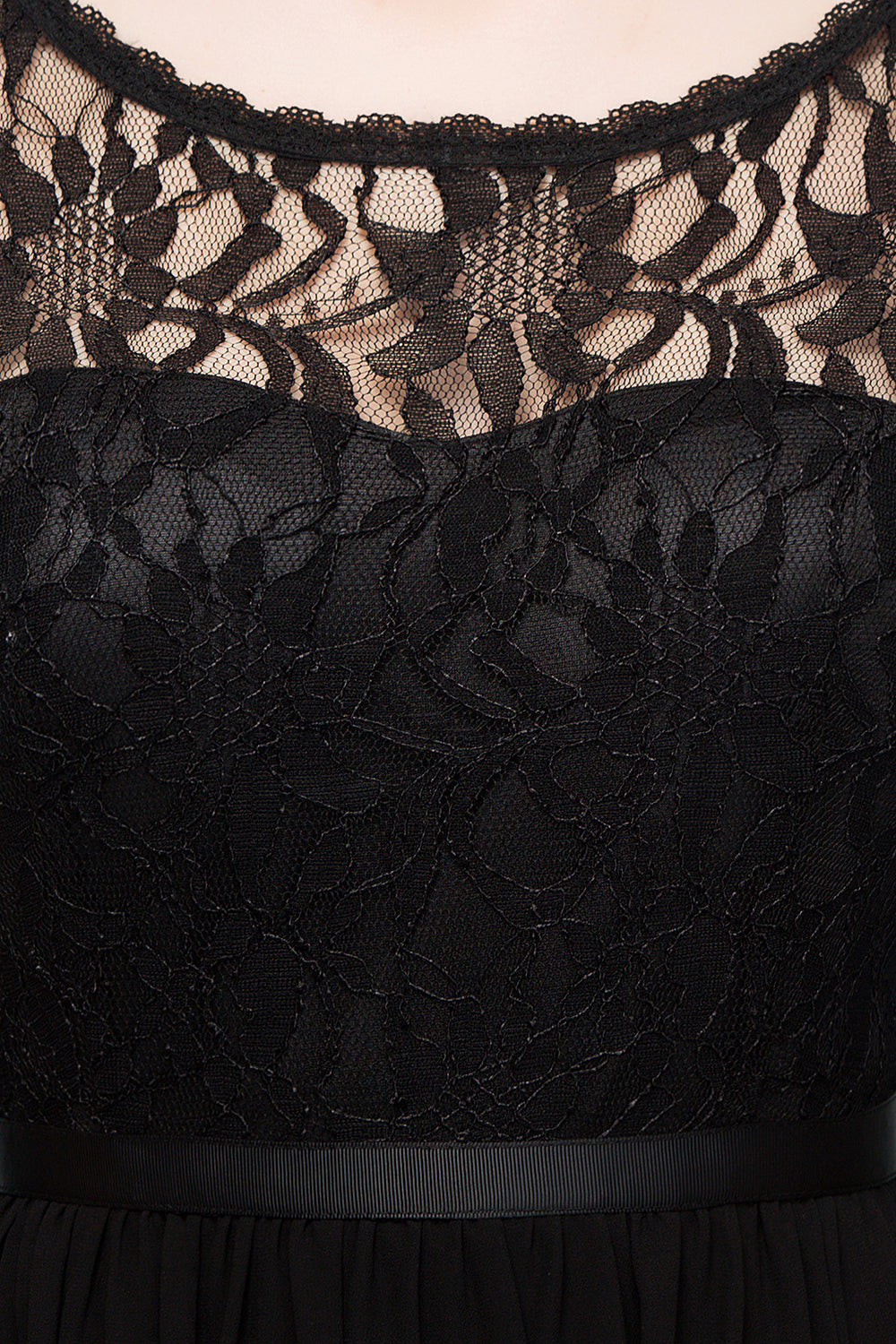 Pretty Scoop Sleeveless Black Lace Short Junior Bridesmaid Dress-Babyonlines