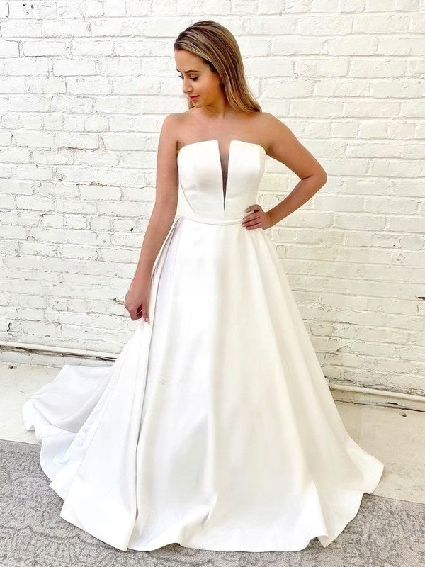 Straight Satin Court Train Wedding Dress For Your Special Day