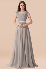 Vintage Silver Sleeveless Long Bridesmaid Dress With Appliques-Babyonlines
