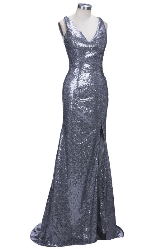 Glamorous V-Neck Sequins Sleeveless Mermaid 2021 Prom Dress