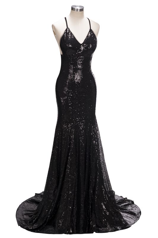 Sexy Shiny Sequins Prom Dresses 2021 Criss-cross Split Mermaid Evening Gowns