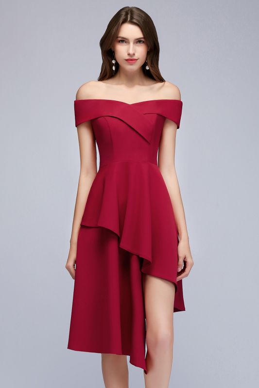 Hi-Lo A-Line Off-the-Shoulder Sweetheart Homecoming Dresses
