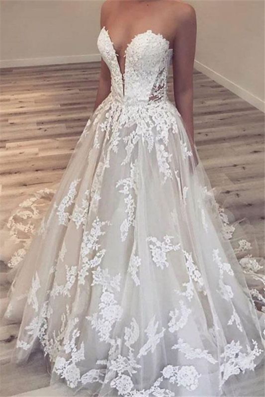 Gorgeous Appliques Wedding Dresses | Ball-Gown Sweetheart wedding Gowns