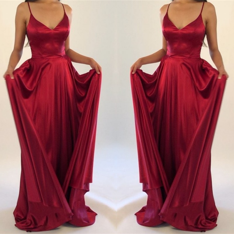 Floor-Length A-line Gorgeous Prom Dresses | Spaghetti-Straps 2021 Evening Gowns