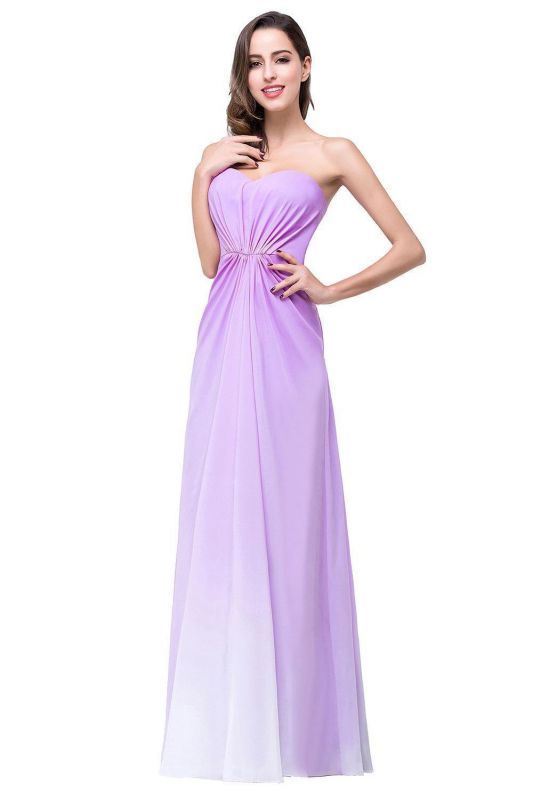 Ombre Lilac Long Bridesmaid Dresses 2021 Sweetheart Neck Chiffon Maid of the Honor Dresses