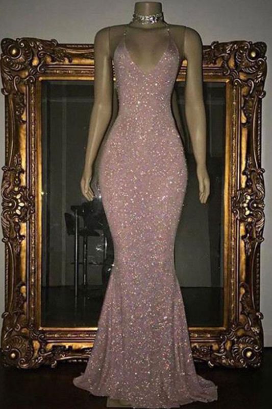 Stunning Sequins Mermaid Prom Dresses | Shiny Spaghettis Straps Evening Gowns
