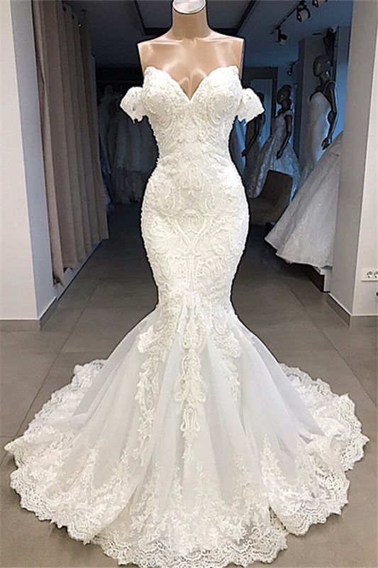 Mermaid Glorious Sweetheart Off-the-shoulder Appliques Wedding Dresses