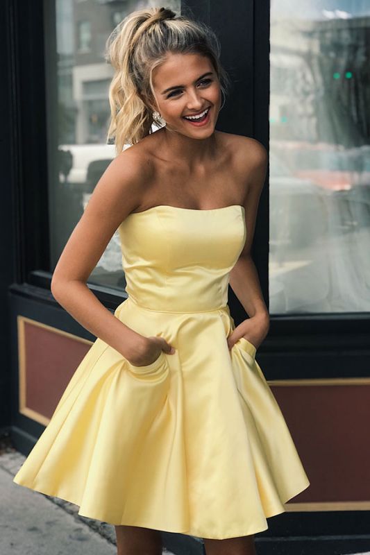 Strapless Sweet Short A-line Homecoming Dresses