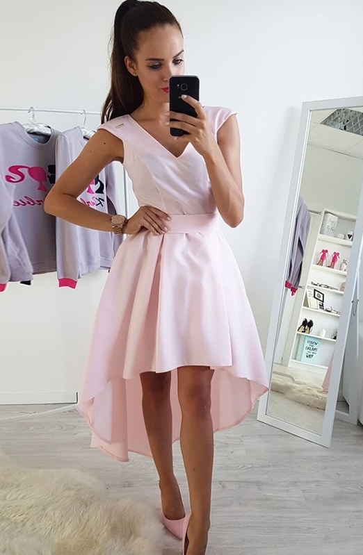 Cheap Pink A-Line Homecoming Dresses | Simple High Low Cocktail Dresses