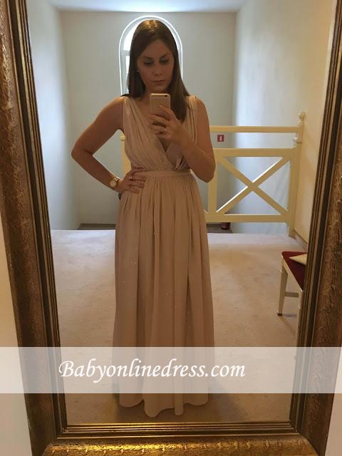 Sleeveless Elegant Maternity Dresses Chiffon V-Neck Long Baby Shower Dress