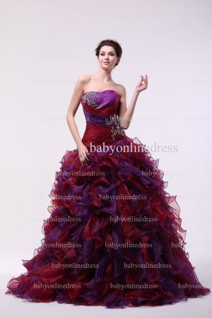Very Cheap Charming Quinceanera Dresses Wholesale 2021 Strapless Beaded Organza Gowns Layered BO0822