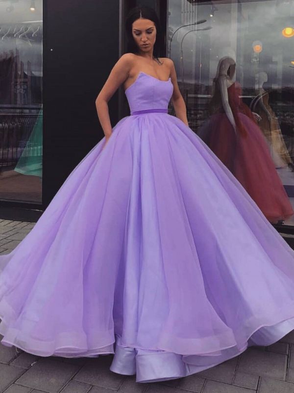 Simple Ball Gown Quinceanera Dresses | Sweetheart Sleeveless Tulle Prom Dresses