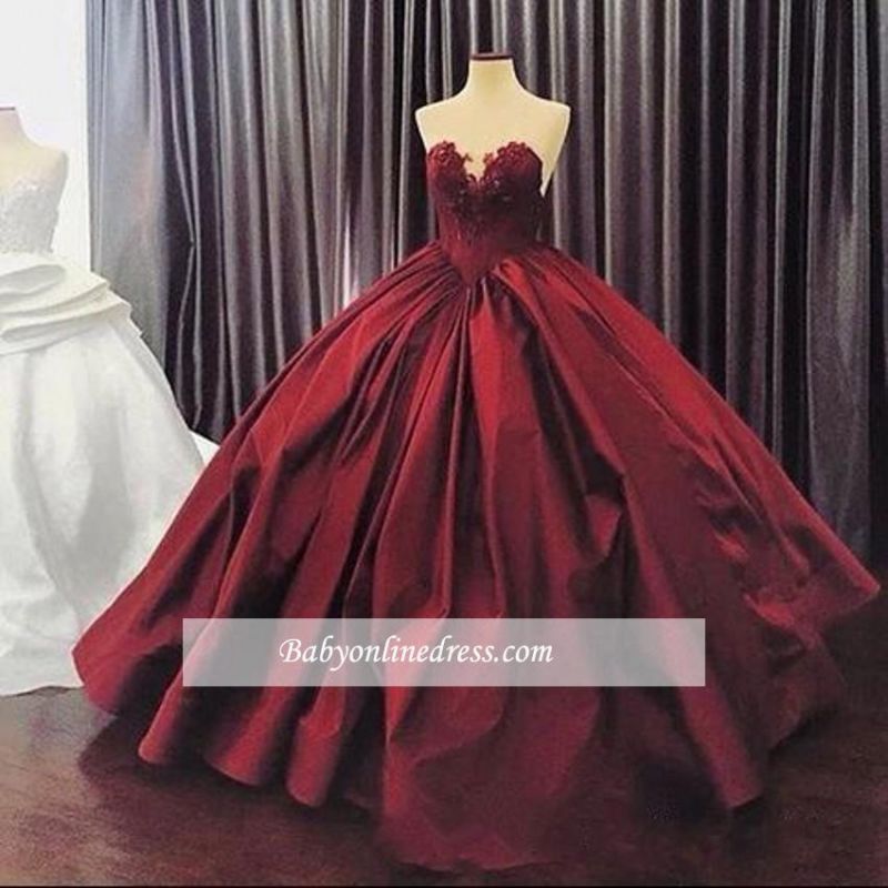 Appliques Ball-Gown Elegant Sweetheart Sleeveless Prom Dress
