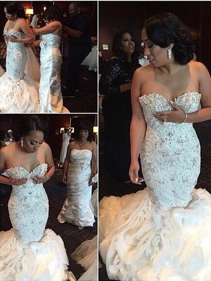 Chic Detachable Mermaid Wedding Dresses | Beading Ruffles Skirt Bridal Gowns