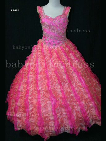Summer Dresses For Girls Affordable Sweetheart Beaded Organza Gowns With Spaghetti Strap LR662