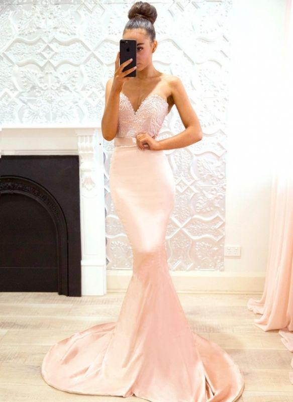 Pink Sweetheart Neck Bridesmaid Dresses | Sleeveless Long Maid of the Honor Dress