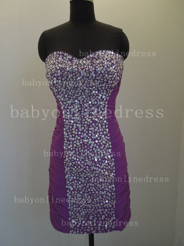 Prom Dresses 2021 Sweetheart Sequined Ruffles Sheath Mini Gowns from Babyonlinedress BO1110