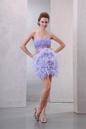 Discount Lilac Cocktail Dresses Designer Sweetheart Beaded Feather Stunning Short Dresses Online BO0517