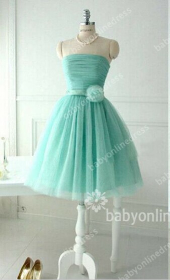 On Sale Prom Dresses Knee Length Ruffles Flower Lace-up Bow Strapless Sleeveless Cheap Party Gowns