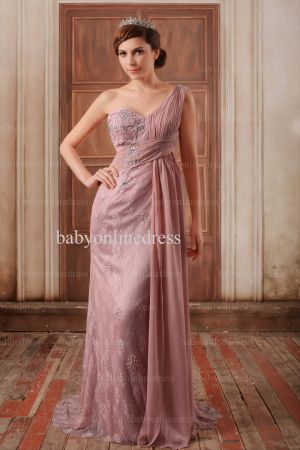 Wholesale Sexy Evening Dresses One Shoulder Embroidery Crystal Chiffon A Line Dress BO0356