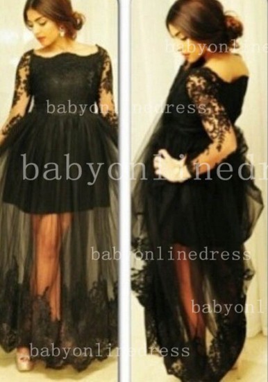 Winter Evening Dresses New Custom Made A-line Black Lace Tulles Beads Ankle Length Party Gowns BO3105