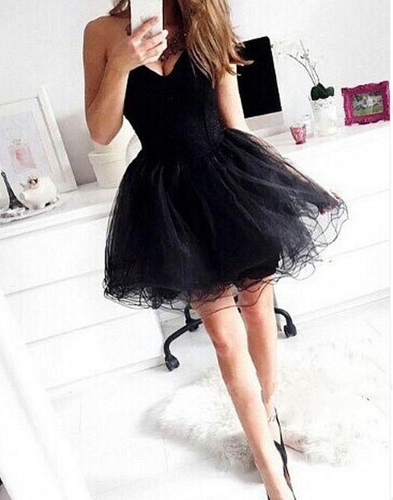 Cute Mini Black Sweetheart Simple Cheap Homecoming Dresses