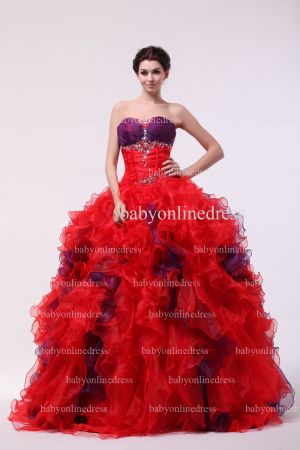 Wholesale Affordable Quinceanera Dresses For Sale 2021 Sweetheart Beaded Ball Gown Floor-length Organza Gowns BO0840