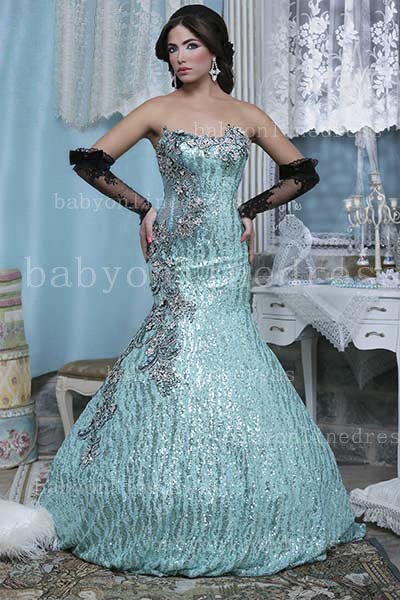 Free Shipping Chic Evening Gowns 2021 Wholesale Strapless Beaded Mermaid Dresses For Sale BO1157