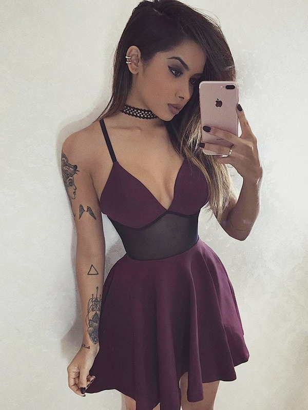 Sexy A-Line Homecoming Dresses | Cheap Spaghetti Straps Short Cocktail Dresses