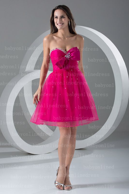 2021 Cute fushcia short prom dresses cocktail party dress