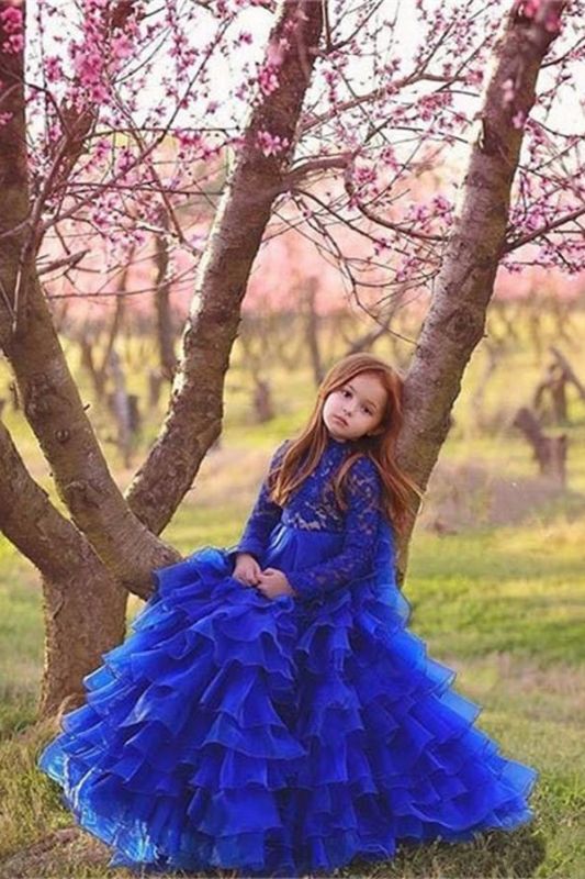 Flower Girls ten layers Party Dresses | Royal Blue Kids Formal Ball Gown