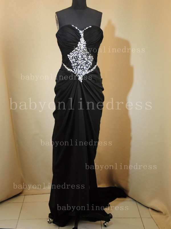 Evening Dresses from Babyonlinedress Sweetheart Beading Waistband Long Black Gowns RSO31