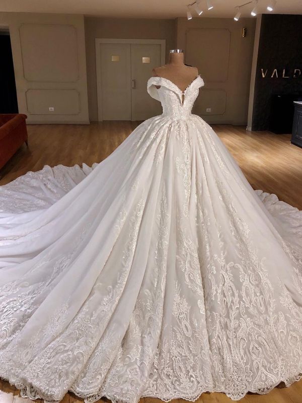 Elegant Ball Gown Wedding Dresses | Off The Shoulder Lace Bridal Gowns