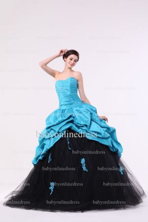 Inexpensive Glamorous Gowns For Quinceanera 2021 Wholesale Sweetheart Appliques Beaded Floor-length Dresses BO0863