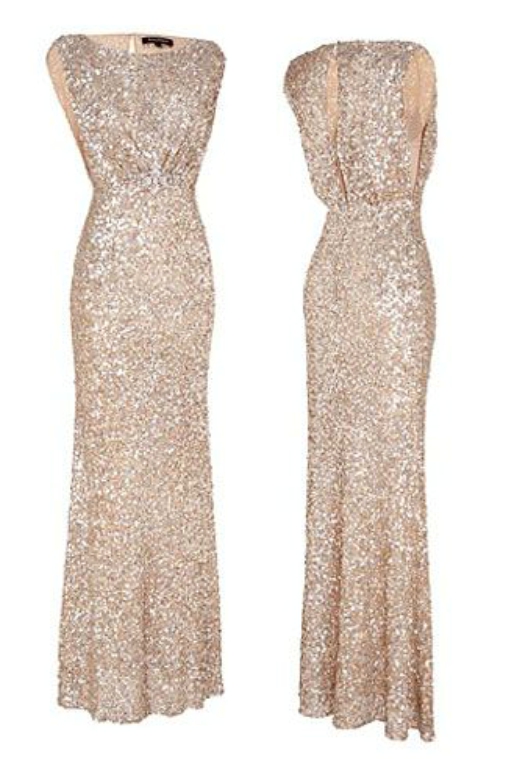 2021 Prom Dresses Round Neck Sequins Mermaid Floor Length Bridesmaid Dresses/Evening Gowns