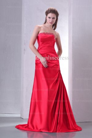 2021 New Design Prom Dresses Sheath Strapless Crystal Sequin Red Gowns BO0607