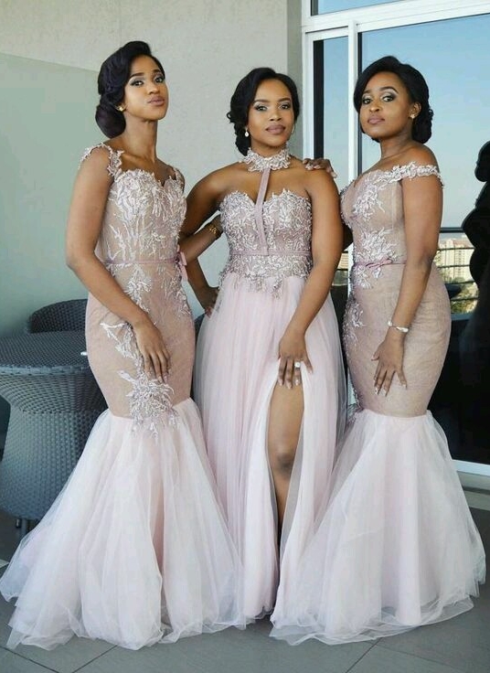 Sexy Pink Tulle Bridesmaid Dresses | Special Design Wedding Party Dresses