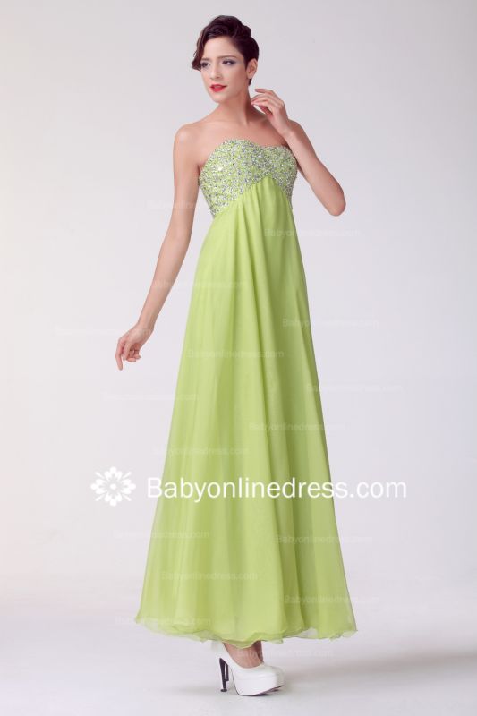 Empire Sweetheart Chiffon Prom Gowns 2021 Sequins Ankle-Length Evening Dresses