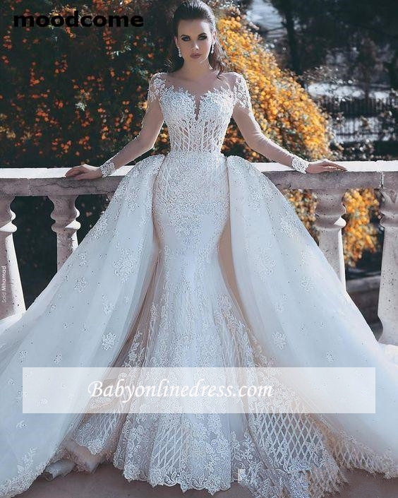 Vintage Long Lace 2021 Overskirts Mermaid Wedding Dresses