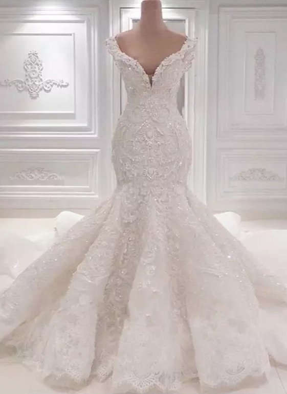Luxury Beading Mermaid Wedding Dresses | Off-the-Shoulder Bridal Gowns